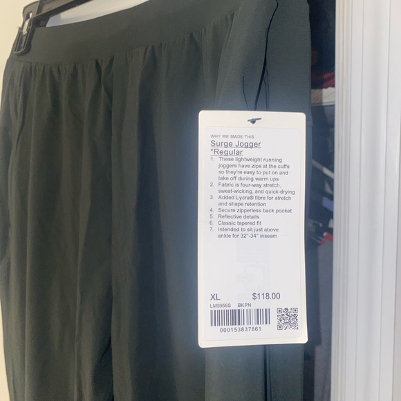 Men's Black Lululemon Surge Joggers - NWT Size XL - Picture 5 of 5